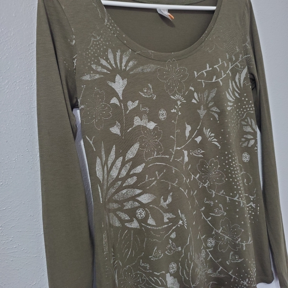 Sale 4/$30 Lucy Activewear Olive Green Top Women's Size Medium - Picture 5 of 8